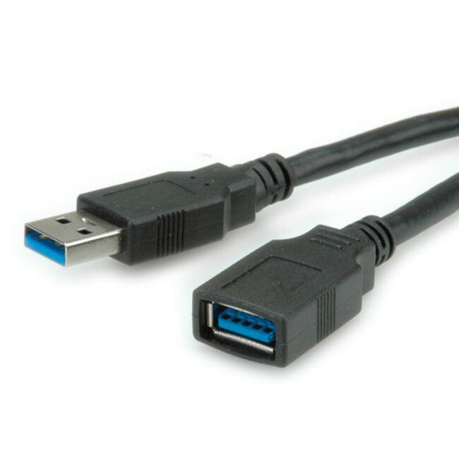 USB naar USB (volledig bedekt) verlengkabel - USB3.0 - UL gecertificeerd - tot 0,9A / zwart - 0,80 meter