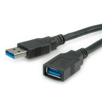 Roline USB naar USB (volledig bedekt) verlengkabel - USB3.0 - UL gecertificeerd - tot 0,9A / zwart - 1,8 meter