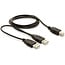 USB naar USB-B Y-kabel - USB2.0 - tot 0,5A / zwart - 1 meter