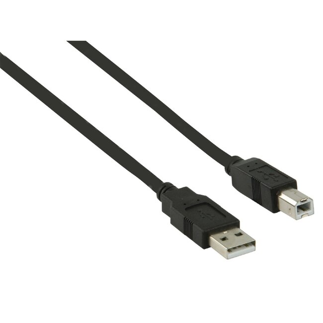 USB-A naar USB-B kabel - USB2.0 - tot 2A / zwart - 2 meter