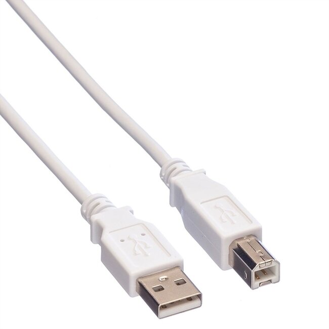 USB-A naar USB-B kabel - USB2.0 - tot 0,5A / wit - 0,80 meter