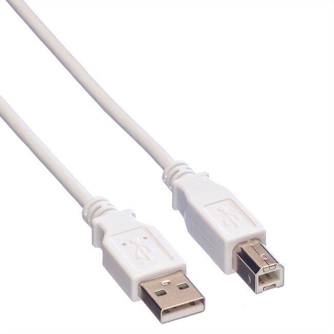 USB-A naar USB-B kabel - USB2.0 - tot 0,5A / wit - 3 meter