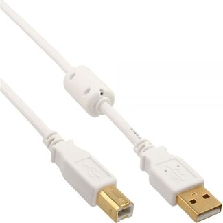 InLine USB naar USB-B kabel - USB2.0 - tot 2A / wit - 0,50 meter