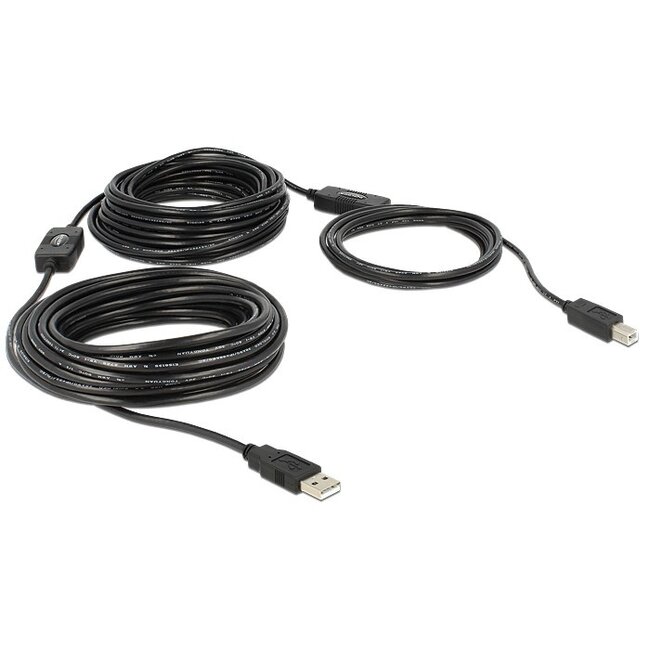 DeLOCK actieve USB naar USB-B kabel - USB2.0 - tot 0,5A - 20 meter