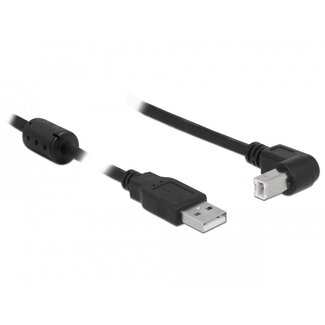 DeLOCK USB-A naar USB-B haaks (beneden) kabel - USB2.0 - tot 2A / zwart - 1 meter