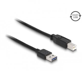 DeLOCK Easy-USB-A naar USB-B kabel - USB2.0 - tot 2A / zwart - 0,50 meter