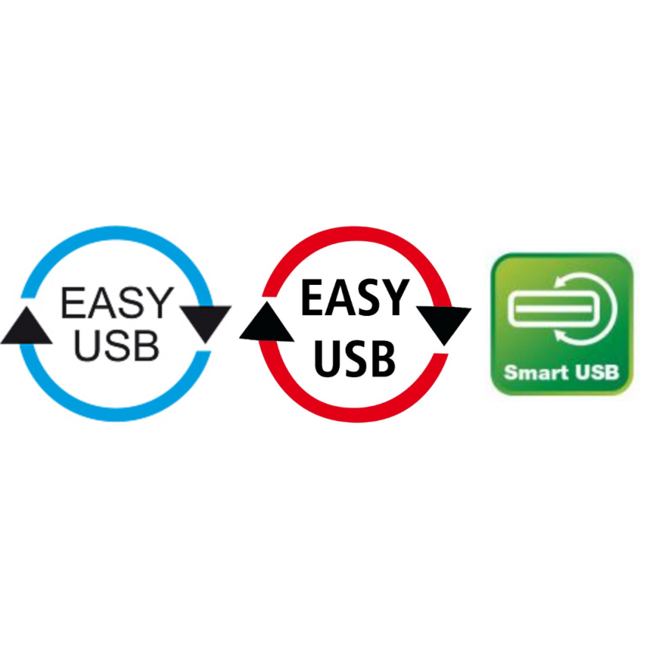 Easy-USB haaks naar USB-B kabel - USB2.0 - tot 0,5A / zwart - 1 meter