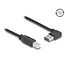 Easy-USB-A haaks (links/rechts) naar USB-B kabel - USB2.0 - tot 2A / zwart - 2 meter