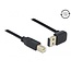 Easy-USB-A haaks (boven/beneden) naar USB-B kabel - USB2.0 - tot 2A / zwart - 3 meter