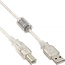 USB naar USB-B kabel - USB2.0 - tot 1A / transparant - 5 meter