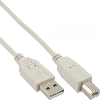 InLine USB naar USB-B kabel - USB2.0 - tot 2A / beige - 0,30 meter