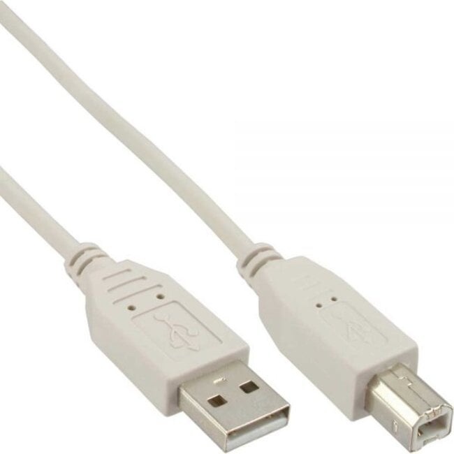 USB naar USB-B kabel - USB2.0 - tot 1A / beige - 5 meter