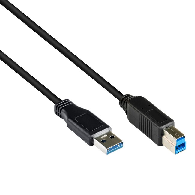 USB-A naar USB-B kabel - USB3.0 - tot 0,9A / zwart - 0,25 meter