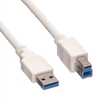 Value USB-A naar USB-B kabel - USB3.0 - tot 2A / wit - 1,8 meter