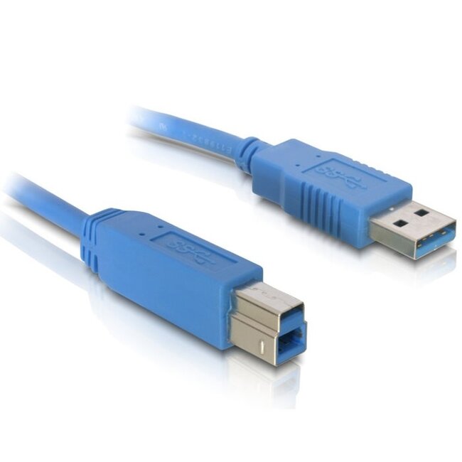 USB-A naar USB-B kabel - USB3.0 - tot 2A / blauw - 1 meter
