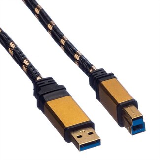 Roline Roline USB-A naar USB-B kabel - USB3.0 - tot 2A / zwart - 0,80 meter