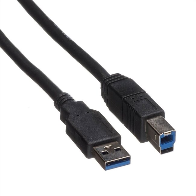 USB-A naar USB-B kabel - USB3.0 - tot 2A - UL gecertificeerd / zwart - 0,80 meter