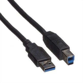 Roline USB-A naar USB-B kabel - USB3.0 - tot 2A - UL gecertificeerd / zwart - 1,8 meter