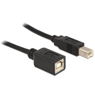 DeLOCK USB-B naar USB-B verlengkabel - USB2.0 - tot 2A / zwart - 2 meter