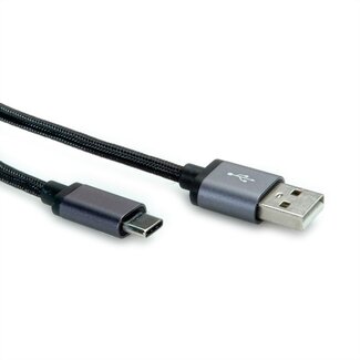 Roline Premium USB-C naar USB-A snellaadkabel - USB2.0 - tot 3A / zwart - 0,80 meter