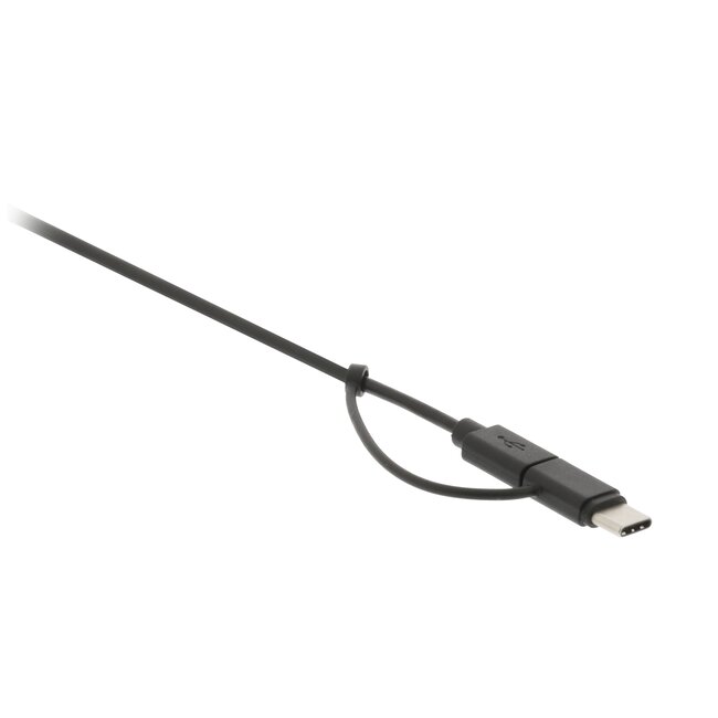 USB Micro B + USB-C naar USB-A combikabel - USB2.0 - tot 2A / zwart - 1 meter
