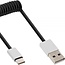 InLine USB-C naar USB-A spiraalkabel - USB2.0 - tot 3A / zwart - 0,50 meter