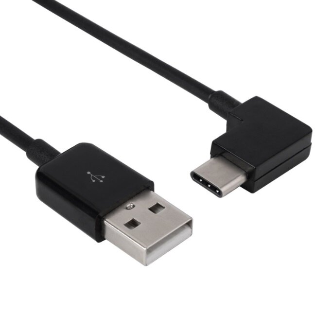 USB-C haaks naar USB-A kabel - USB2.0 - tot 1A / zwart - 0,20 meter