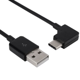 Coretek USB-C haaks naar USB-A kabel - USB2.0 - tot 1A / zwart - 2 meter