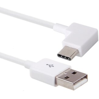 Coretek USB-C haaks naar USB-A kabel - USB2.0 - tot 1A / wit - 0,20 meter