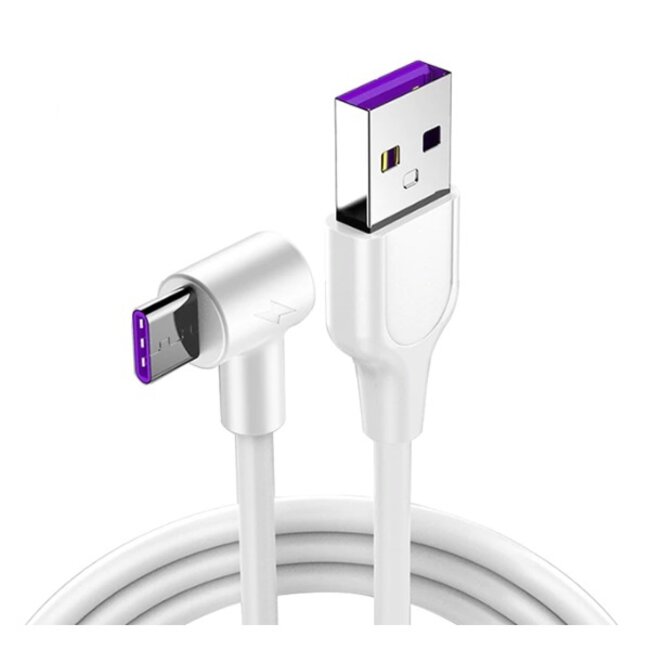USB-C haaks naar USB-A snellaadkabel - USB2.0 - tot 3A / wit - 1 meter