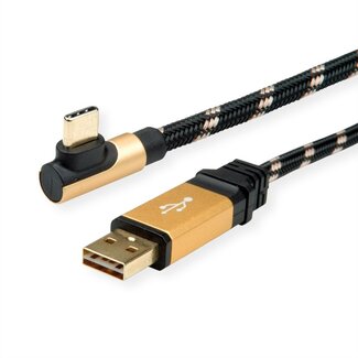 Roline Roline USB-C haaks naar Easy-USB-A kabel - USB2.0 - tot 3A - 0,80 meter