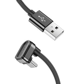 Dolphix USB-C 180° haaks naar USB-A kabel - USB2.0 - tot 2A / zwart - 1 meter