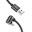 USB-C 180° haaks naar USB-A kabel - USB2.0 - tot 2A / zwart - 1 meter