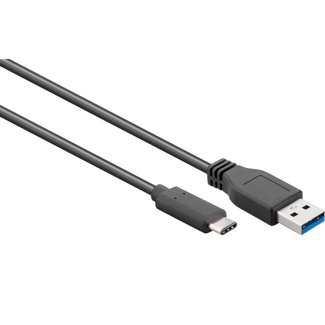 USB-C naar USB-A kabel - USB3.0 - tot 2A / zwart - 0,10 meter