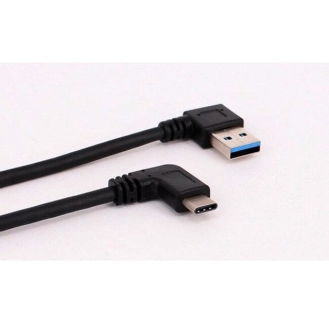 USB-C haaks (links/rechts) naar USB-A haaks (links) kabel - USB3.0 - tot 0,9A / zwart - 0,25 meter