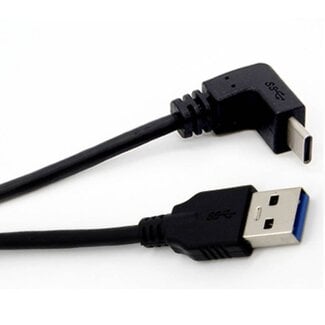 Dolphix USB-C haaks (boven/beneden) naar USB-A kabel - USB3.0 - tot 0,9A / zwart - 1 meter