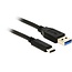 USB-A naar USB-C kabel - USB3.1 Gen 2 - tot 3A / zwart - 0,50 meter