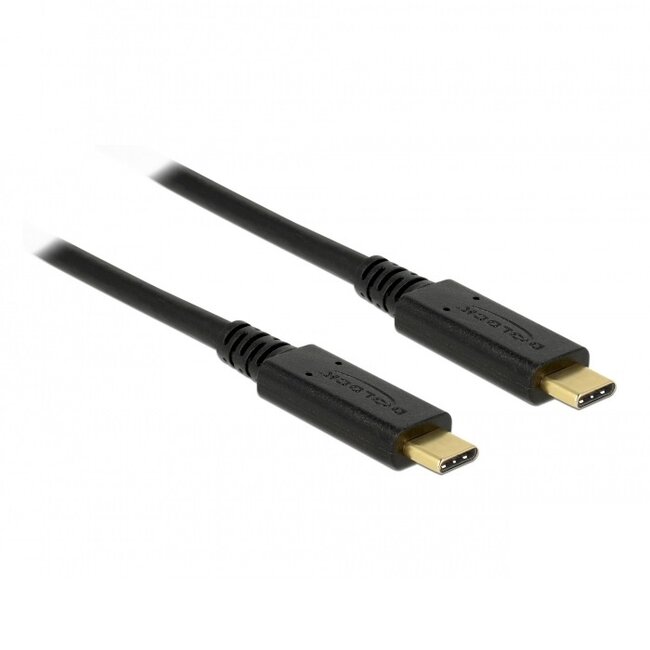 Premium USB-C naar USB-C kabel met E-Marker chip - USB2.0 - tot 20V/5A / zwart - 2 meter