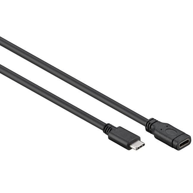 USB-C naar USB-C verlengkabel - USB3.0 - tot 20V/3A / zwart - 1 meter