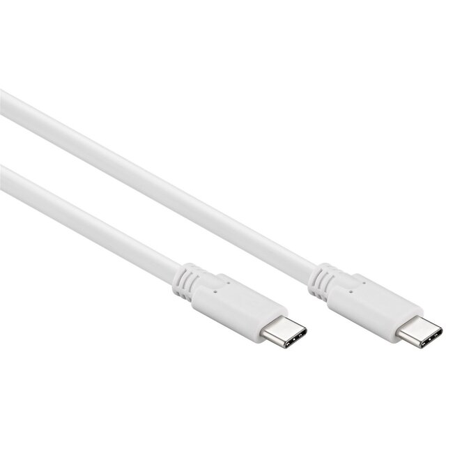 USB-C naar USB-C kabel - USB3.0 - tot 20V/3A / wit - 0,50 meter