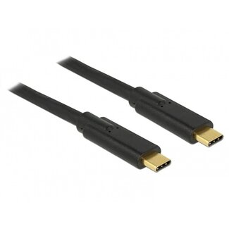 DeLOCK Premium USB-C naar USB-C kabel met E-Marker chip - USB3.0 - PD tot 20V/5A - video tot 8K 30Hz / zwart - 2 meter