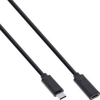 InLine Premium USB-C naar USB-C verlengkabel - USB3.0 - tot 20V/3A / zwart - 2 meter
