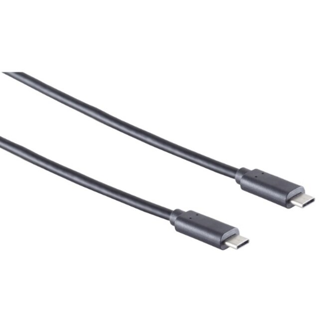 USB-C naar USB-C kabel - USB3.2 (tot 10 Gbit/s) - PD tot 20V/3A / zwart - 1 meter