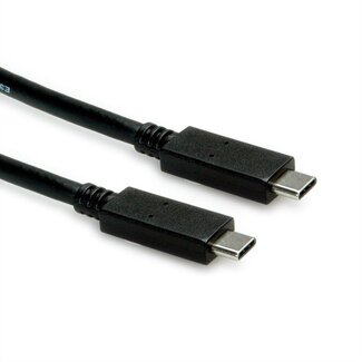 Roline USB-C naar USB-C kabel met E-Marker chip - USB3.2 (tot 10 Gbit/s) - PD tot 20V/5A - video tot 8K 30Hz / zwart - 1 meter