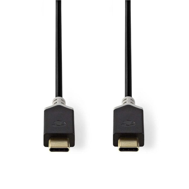 Nedis USB-C naar USB-C kabel met E-Marker chip - USB3.2 (tot 10 Gbit/s) - PD tot 20V/5A - video tot 4K 60Hz / zwart - 1 meter