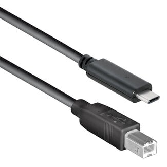 Transmedia USB-C naar USB-B kabel - USB2.0 - tot 2A / zwart - 1 meter