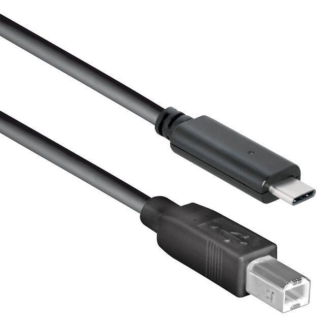 USB-C naar USB-B kabel - USB2.0 - tot 2A / zwart - 1 meter