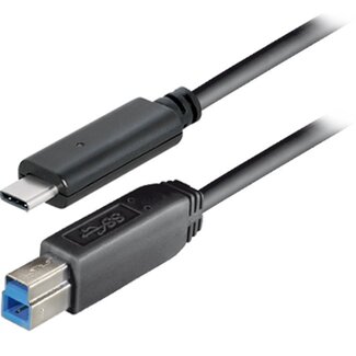 Transmedia USB-C naar USB-B kabel - USB3.0 - tot 2A / zwart - 1,8 meter