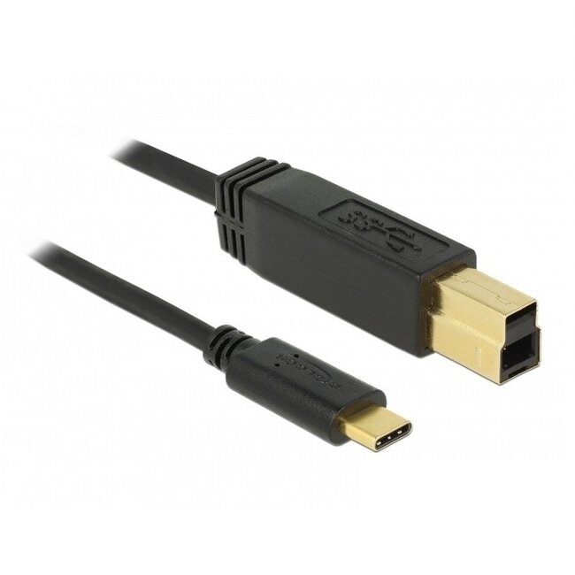 USB-C naar USB-B kabel - USB3.1 Gen 2 - tot 3A / zwart - 0,50 meter