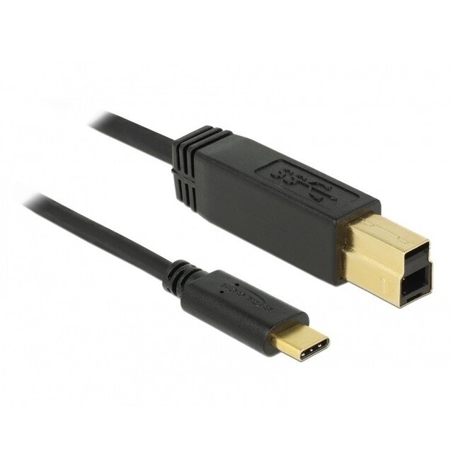 USB-C naar USB-B kabel - USB3.1 Gen 2 - tot 3A / zwart - 1 meter